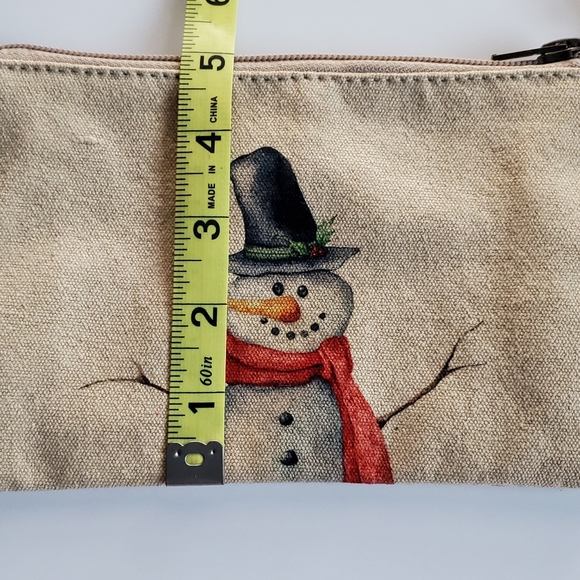 Cott n Curls Snowman Canvas Wristlet w/Leather Strap Pouch Handbag NWT *READ* - Picture 3 of 16